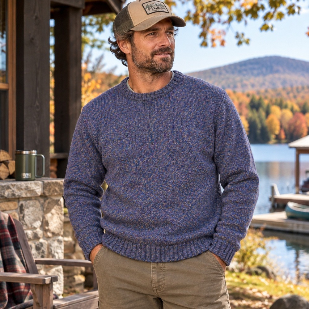 Woolrich Vintage Sweater Wool Blend Heathered Crewneck Heritage Outdoor Men's XL